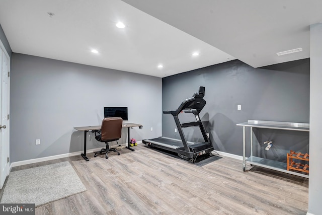 office area featuring light wood-type flooring