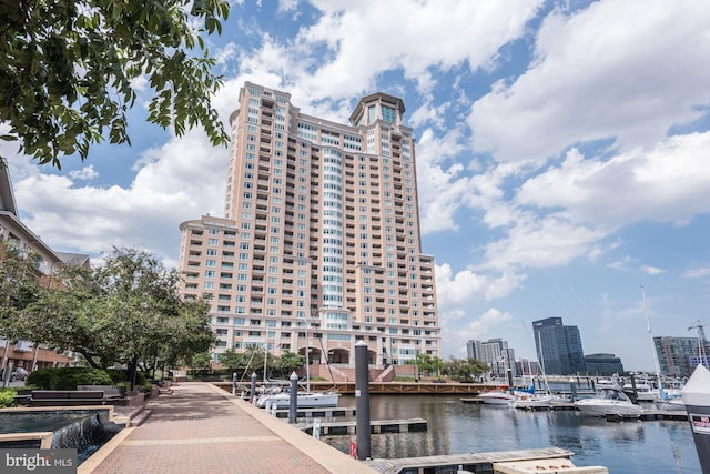 view of property with a water view