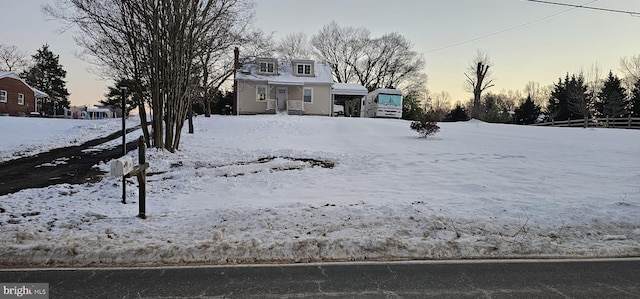 view of yard covered in snow