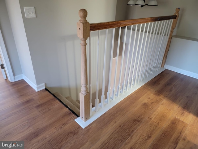 staircase with wood-type flooring