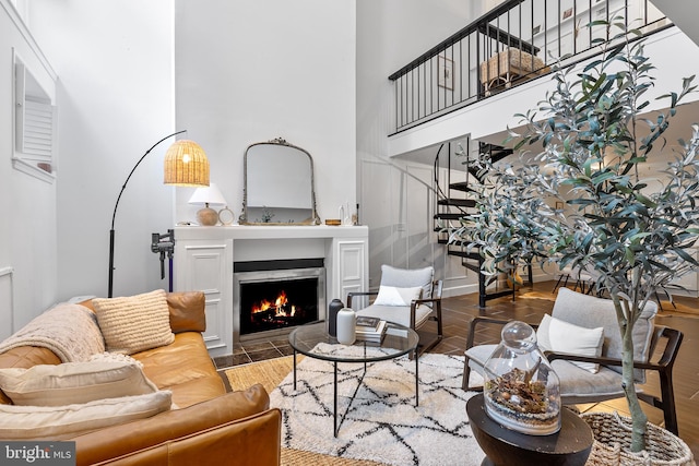 living room with hardwood / wood-style flooring