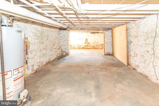 basement with water heater