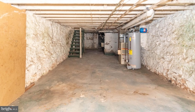 basement with gas water heater