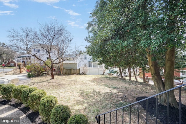 view of yard featuring fence