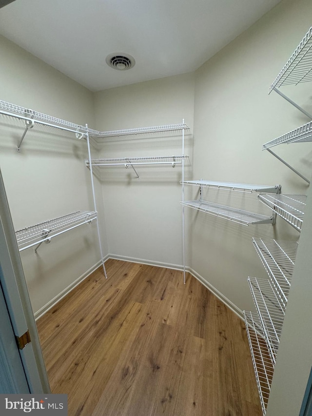 spacious closet with hardwood / wood-style floors