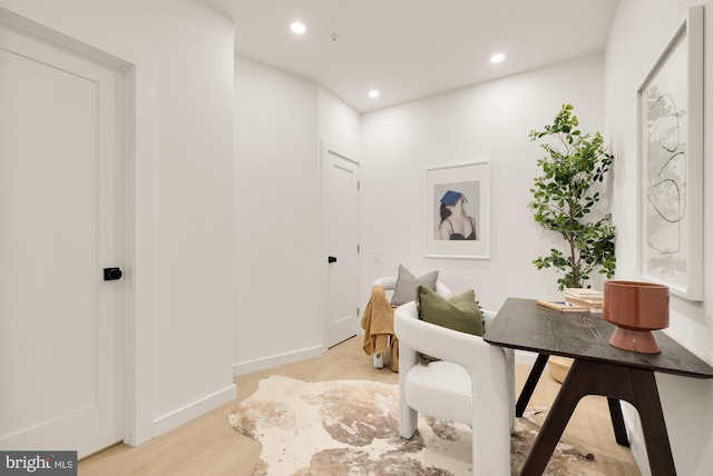 living area with light wood-type flooring