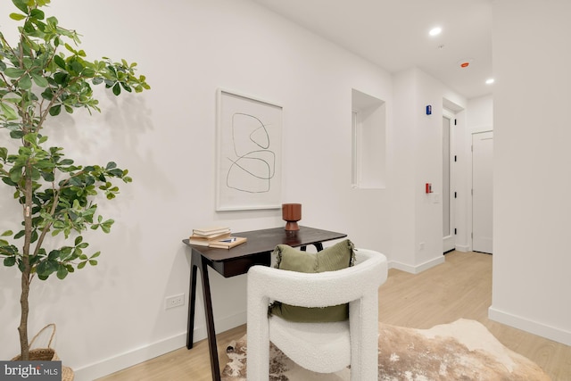 home office featuring light wood-type flooring