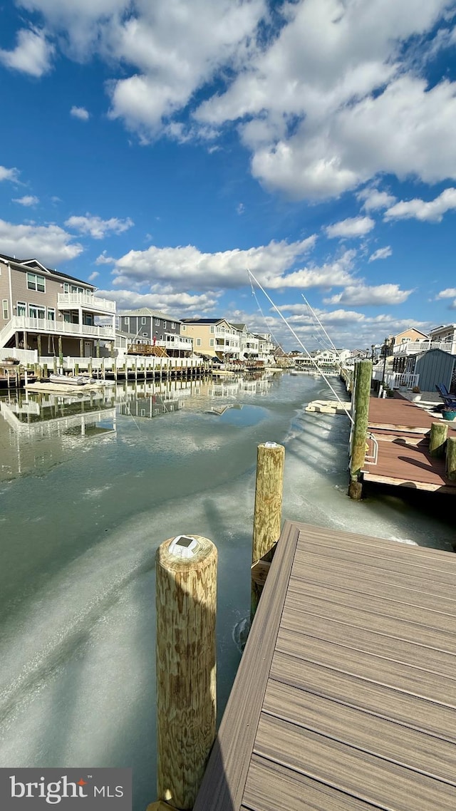 view of dock featuring a water view