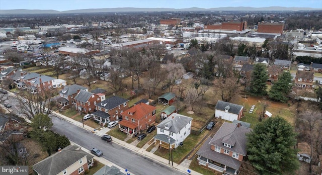 bird's eye view featuring a mountain view