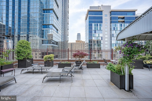 view of patio featuring a view of city