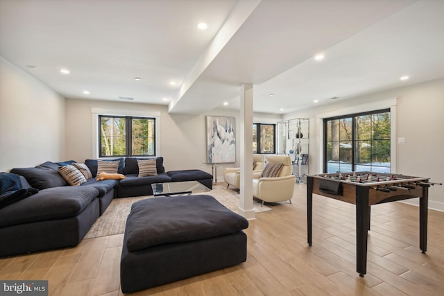 living room featuring light hardwood / wood-style flooring