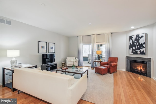 living room featuring light hardwood / wood-style floors