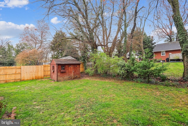 view of yard with a storage unit