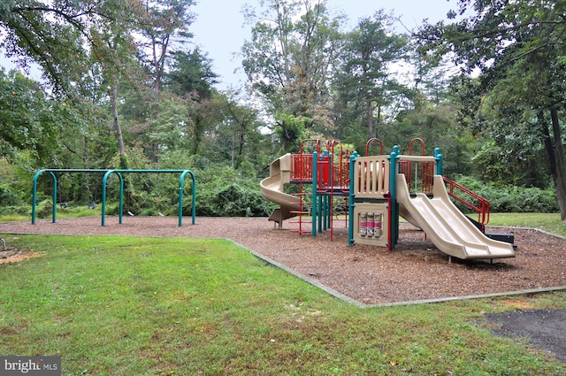 view of play area with a yard