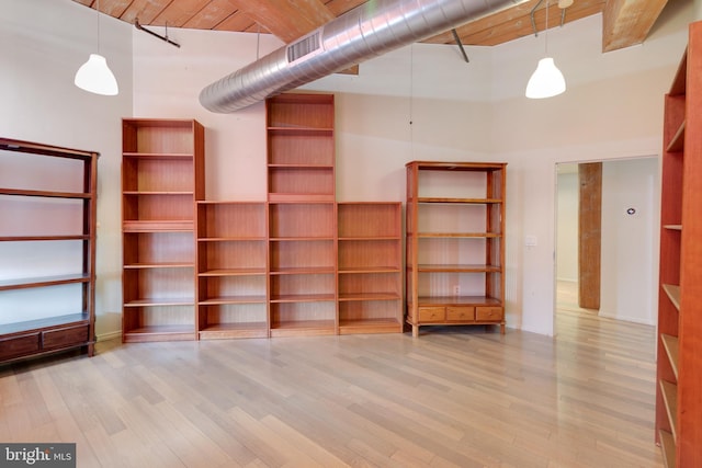 basement featuring hardwood / wood-style flooring