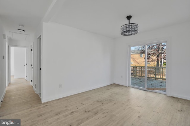 unfurnished dining area featuring light wood-type flooring