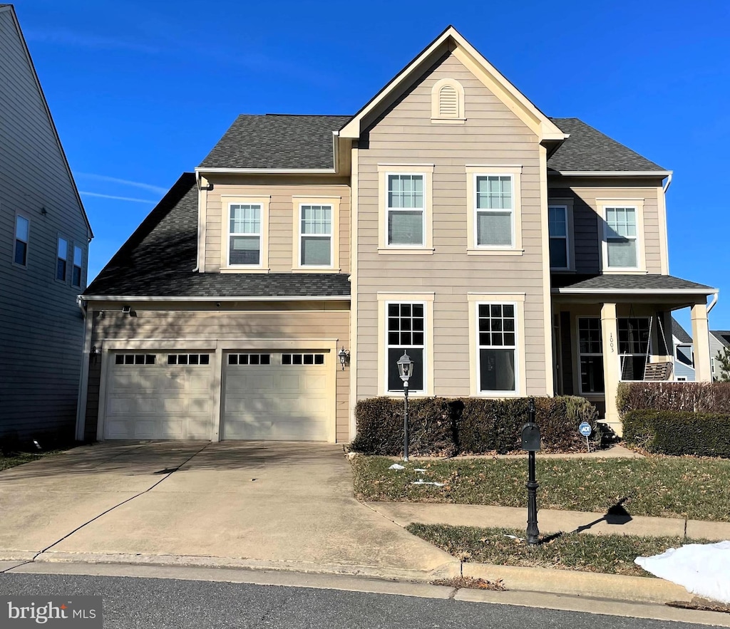 view of front property with a garage