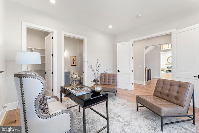 living room with hardwood / wood-style floors