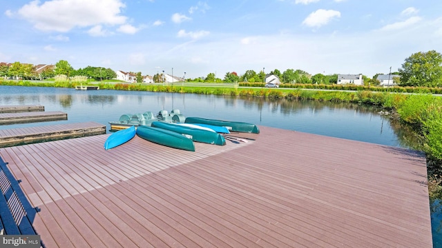 view of dock featuring a water view