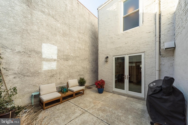 view of patio featuring a grill