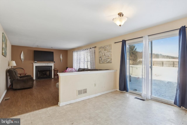 living room featuring light hardwood / wood-style flooring