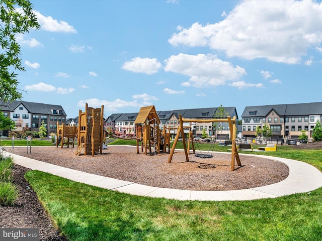 view of play area with a lawn