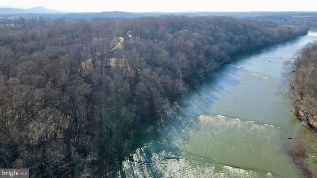 aerial view with a water and mountain view