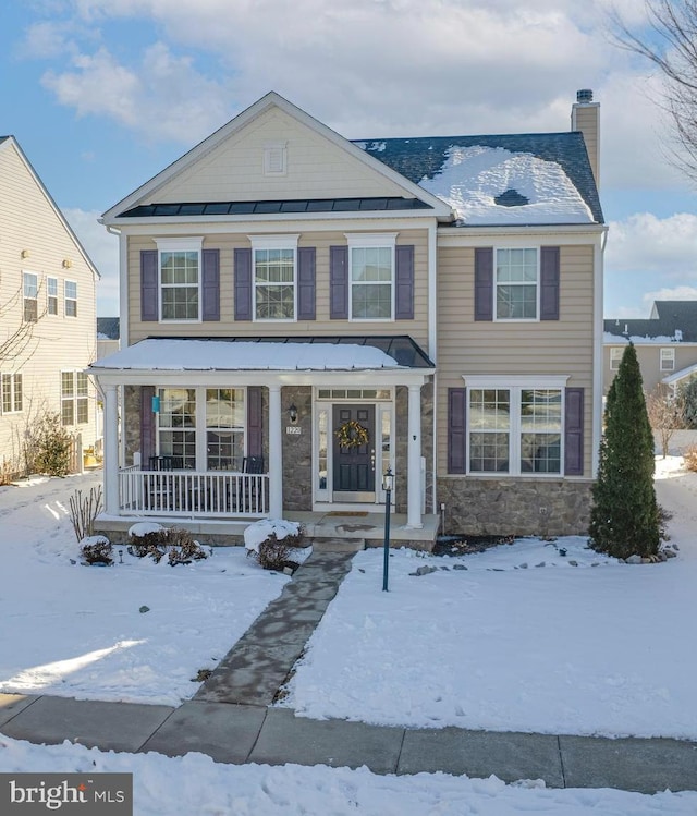 view of front of house with covered porch