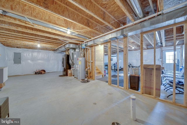 basement featuring electric panel