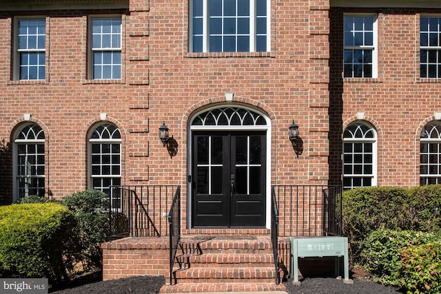 view of exterior entry with french doors