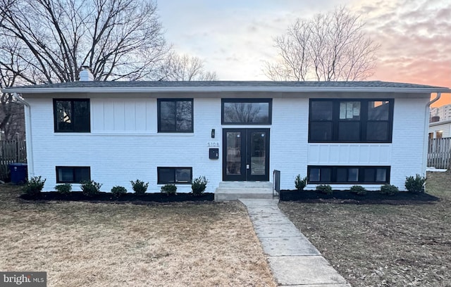 raised ranch with french doors