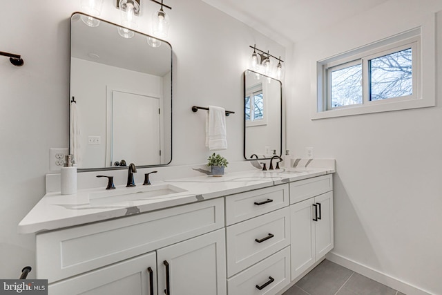 bathroom featuring vanity and tile patterned floors