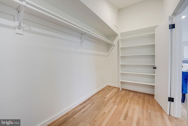 walk in closet with hardwood / wood-style flooring