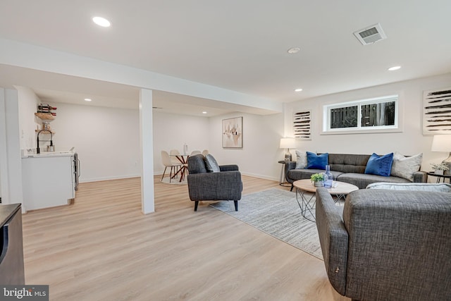 living room featuring light hardwood / wood-style flooring