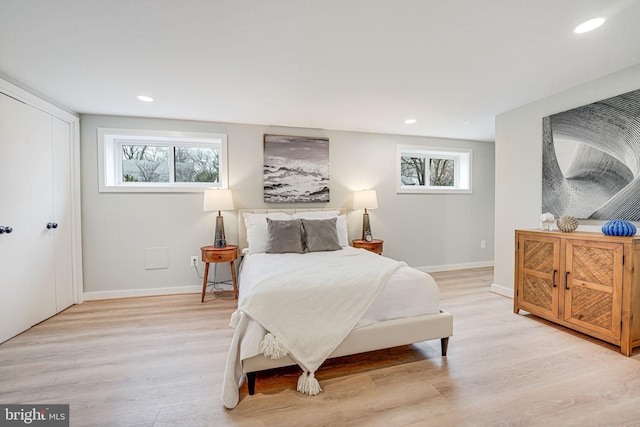 bedroom featuring light hardwood / wood-style floors