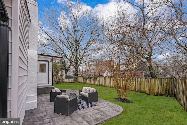 view of yard with a patio and an outdoor hangout area