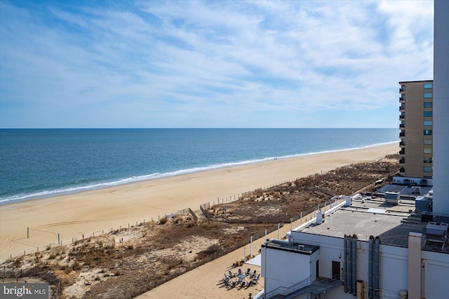 property view of water with a beach view