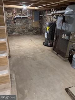 basement with water heater