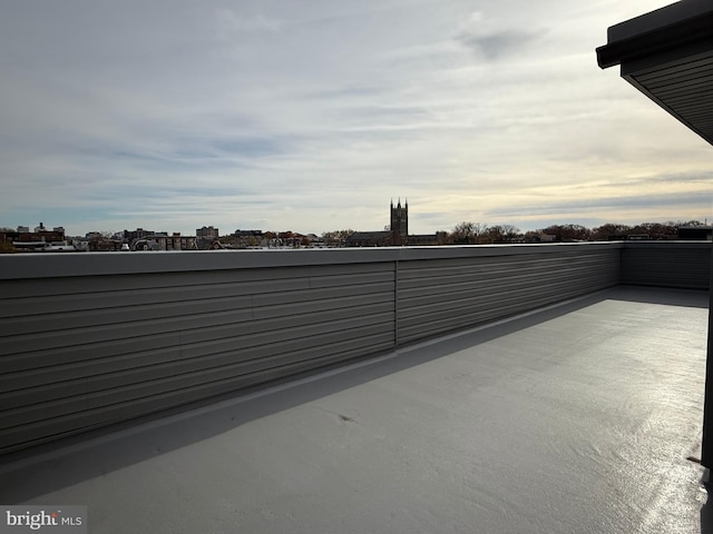 view of patio terrace at dusk