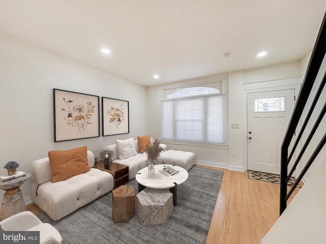 living room featuring light hardwood / wood-style flooring