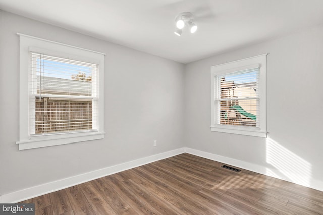 empty room featuring hardwood / wood-style floors and a wealth of natural light