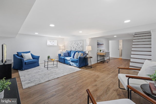 living room featuring light wood-type flooring