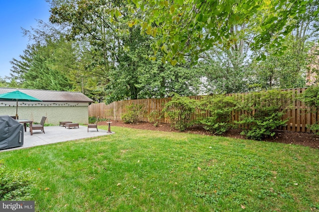 view of yard with a patio