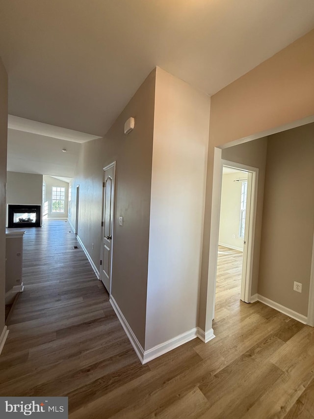 corridor featuring hardwood / wood-style floors