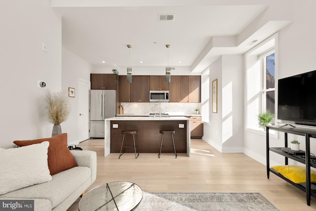 living room featuring light hardwood / wood-style flooring