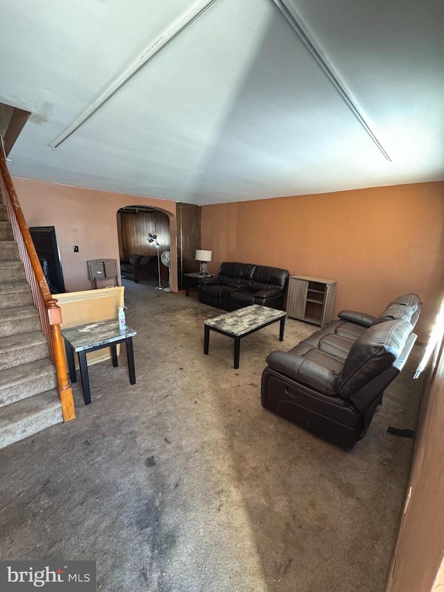 living room with concrete flooring