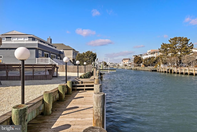 view of dock featuring a water view