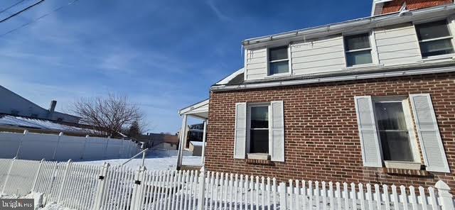 view of snow covered exterior