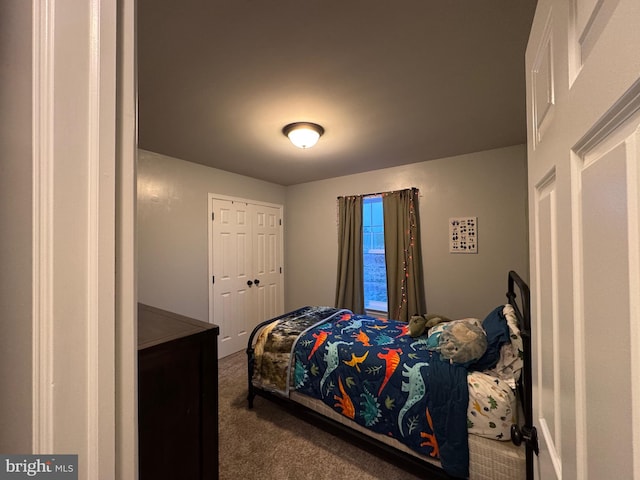 bedroom featuring a closet and carpet flooring