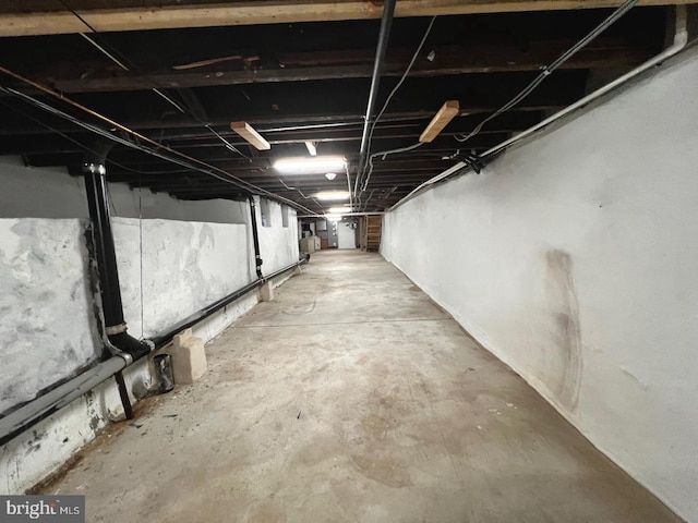 view of unfinished basement